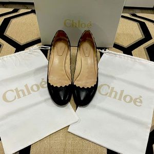 Chloe Scalloped Leather heels